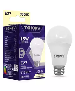 Лампа светодиодная 15Вт А60 3000К Е27 176-264В TOKOV ELECTRIC TKE-A60-E27-15-3K