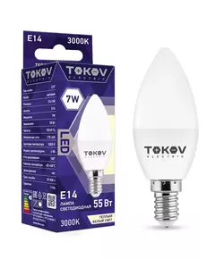 Лампа светодиодная 7Вт С37 3000К Е14 176-264В TOKOV ELECTRIC TKE-C37-E14-7-3K