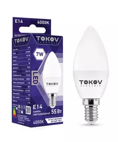 Лампа светодиодная 7Вт С37 4000К Е14 176-264В TOKOV ELECTRIC TKE-C37-E14-7-4K