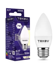Лампа светодиодная 7Вт С37 3000К Е27 176-264В TOKOV ELECTRIC TKE-C37-E27-7-3K