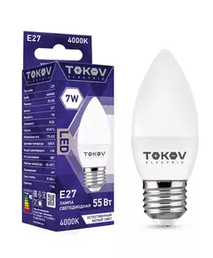 Лампа светодиодная 7Вт С37 4000К Е27 176-264В TOKOV ELECTRIC TKE-C37-E27-7-4K