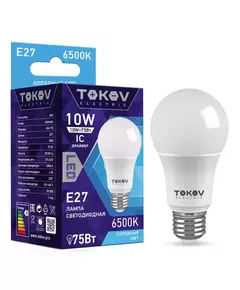 Лампа светодиодная 10Вт А60 6500К Е27 176-264В TOKOV ELECTRIC TKE-A60-E27-10-6.5K