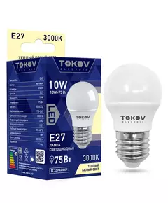 Лампа светодиодная 10Вт G45 3000К Е27 176-264В TOKOV ELECTRIC TKE-G45-E27-10-3K