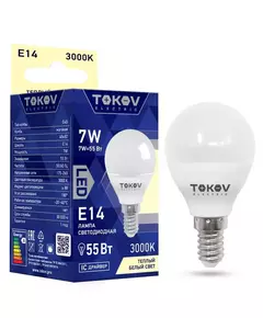 Лампа светодиодная 7Вт G45 3000К Е14 176-264В TOKOV ELECTRIC TKE-G45-E14-7-3K