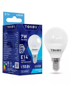 Лампа светодиодная 7Вт G45 6500К Е14 176-264В TOKOV ELECTRIC TKE-G45-E14-7-6.5K
