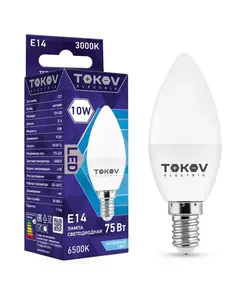 Лампа светодиодная 10Вт С37 6500К Е14 176-264В TOKOV ELECTRIC TKE-C37-E14-10-6.5K