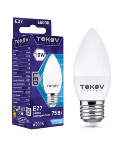 Лампа светодиодная 10Вт С37 6500К Е27 176-264В TOKOV ELECTRIC TKE-C37-E27-10-6.5K