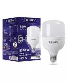 Лампа светодиодная 50Вт HP 4000К Е40/Е27 176-264В TOKOV ELECTRIC TKE-HP-E40/E27-50-4K