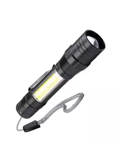 Фонарь ручной аккум. 1ВтLED+5ВтCOB линза зум Li-ion 18650 1000мА.ч корпус ABS-пластик USB-шнур КОСМОС KOS113Lit