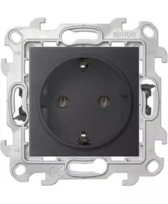 Розетка 1-м СП Simon24 Push&Go 16А IP20 2P+E без защ. шторок механизм графит Simon 2420434-038