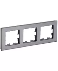 Рамка 3-м BRITE РУ-3-2-БрСе стекло сер. IEK BR-M32-G-K03