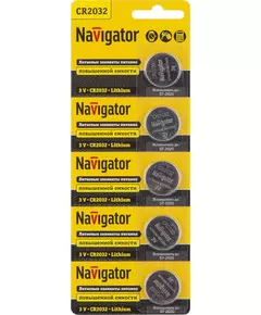 Элемент питания литиевый CR2032 94 765 NBT-CR2032-BP5 (блист.5шт) Navigator 94765
