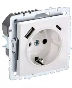 Розетка BRITE РЮш11-1-БрБ 16А с USB A+C 18Вт с заземл. защ. шторки бел. IEK BR-R14-16-U22-018-K01