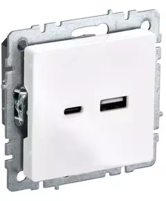 Розетка BRITE USB A+C 18Вт РЮ11-1-БрБ бел. IEK BR-U22-018-K01