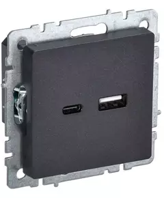Розетка BRITE USB A+C 18Вт РЮ11-1-БрЧ черн. IEK BR-U22-018-K02