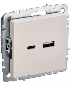 Розетка BRITE USB A+C 18Вт РЮ11-1-БрКр беж. IEK BR-U22-018-K10