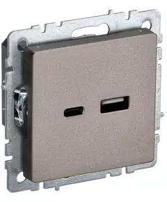 Розетка BRITE USB A+C 18Вт РЮ11-1-БрШ шампань IEK BR-U22-018-K37