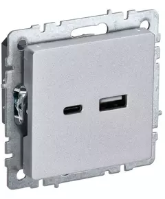 Розетка BRITE USB A+C 18Вт РЮ11-1-БрА алюм. IEK BR-U22-018-K47
