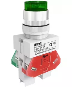 Выключатель кнопочный LED ABLFP ВК-22 d22мм 220В зел. DEKraft 25026DEK