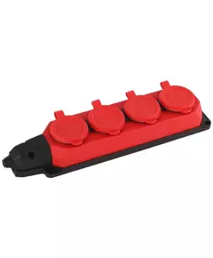 Колодка удлинителя 4-м с заземл. 16А IP44 K-4e-RED-IP44 каучук красн. Эра Б0044553