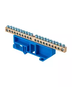 Шина нулевая N 6х9 20 отвер. латунь син. изолятор на DIN-рейку PROxima EKF sn0-63-20-d