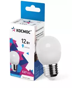 Лампа светодиодная GL45 12Вт 4500К E27 1070лм 174-265В КОСМОС LkeLED12wGL45E2745