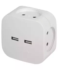 Разветвитель электрический SP-4-USB-W на 4 розетки 220В+ 2xUSB 2400мА без заземл 10А бел. Эра Б0049532