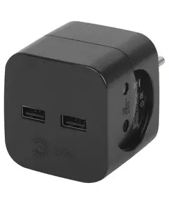 Разветвитель электрический SP-2-USB-B на 2 розетки 220В+ 2xUSB 2400мА без заземл 10А черн. Эра Б0049535