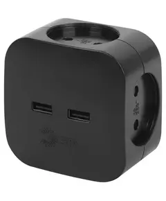Разветвитель электрический SP-4-USB-B на 4 розетки 220В+ 2xUSB 2400мА без заземл 10А черн. Эра Б0049536