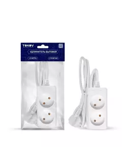 Удлинитель 2х1.5м без заземл. 10А 2х0.75 TOKOV ELECTRIC TKE-C01-BU2-1.5-075