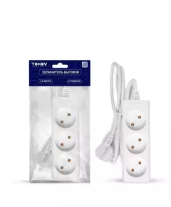 Удлинитель 3х1.5м без заземл. 10А 2х0.75 TOKOV ELECTRIC TKE-C01-BU3-1.5-075