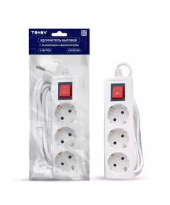 Удлинитель 3х5м с заземл. с выкл. 10А 3х0.75 TOKOV ELECTRIC TKE-C01-BU3-5-075-ZV