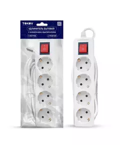 Удлинитель 4х5м с заземл. с выкл. 16А 3х1 TOKOV ELECTRIC TKE-C01-BU4-5-1-ZV