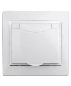 Розетка 1-м СП Plano 1-203-01 16А IP20 250В 2P+E Schuko защ. крышка бел. Intro Б0053889