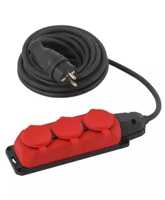 Удлинитель силовой UK-3e-3x1.5-5m-IP44(KG) с заземлением 3 розетки каучук 5м КГ 3х1.5кв.мм IP44 Эра Б0057579