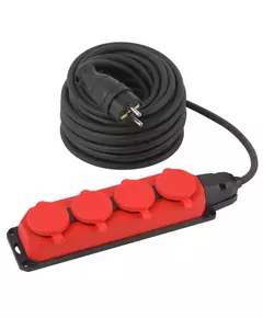 Удлинитель силовой UK-4e-3x1.5-20m-IP44(KG) с заземлением 4 розетки каучук 20м КГ 3х1.5кв.мм IP44 Эра Б0057587