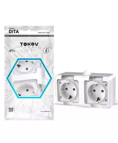 Розетка 2-м ОП Dita 16А IP54 250В с заземл. с прозрачн. крышкой бел.TOKOV LIGHT TKL-DT-R2Z-C01T-IP54