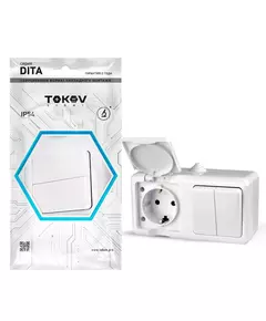 Блок ОП Dita (розетка 16А 250В с заземл. 2-кл. выкл. 10А) IP54 бел. TOKOV LIGHT TKL-DT-V2RZ-C01-IP54