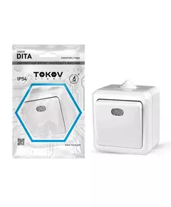 Выключатель 1-кл. ОП Dita IP54 10А 250В с индикацией бел. TOKOV LIGHT TKL-DT-V1I-C01-IP54