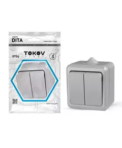 Выключатель 2-кл. ОП Dita IP54 10А 250В сер. TOKOV LIGHT TKL-DT-V2-C06-IP54