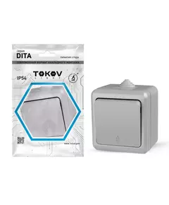 Переключатель 1-кл. ОП Dita IP54 10А 250В сер. TOKOV LIGHT TKL-DT-P1-C06-IP54