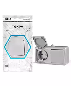 Блок ОП Dita (розетка 16А 250В с заземл. 1-кл. выкл. 10А) IP54 сер. TOKOV LIGHT TKL-DT-V1RZ-C06-IP54