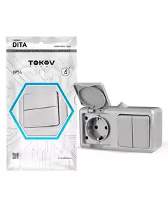 Блок ОП Dita (розетка 16А 250В с заземл. 2-кл. выкл. 10А) IP54 сер. TOKOV LIGHT TKL-DT-V2RZ-C06-IP54