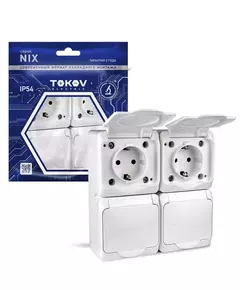 Розетка 4-м ОП Nix 16А IP54 250В с заземл. с крышкой бел. TOKOV ELECTRIC TKE-NX-R4Z-C01-IP54