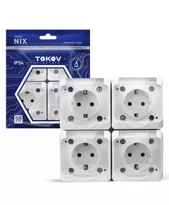 Розетка 4-м ОП Nix 16А IP54 250В с заземл. с прозр. крышкой бел. TOKOV ELECTRIC TKE-NX-R4Z-C01T-IP54