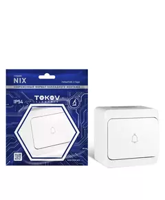 Кнопка звонка ОП Nix 10А IP54 250В бел. TOKOV ELECTRIC TKE-NX-DB-C01-IP54