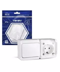 Блок ОП Nix (розетка 16А 250В с заземл. 1-кл. выкл. 10А) IP54 бел. TOKOV ELECTRIC TKE-NX-V1RZ-C01T-IP54