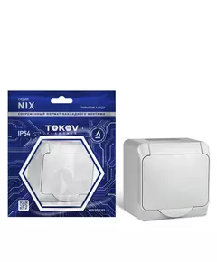 Розетка 1-м ОП Nix 16А IP54 250В с заземл. с крышкой сер. TOKOV ELECTRIC TKE-NX-R1Z-C06-IP54