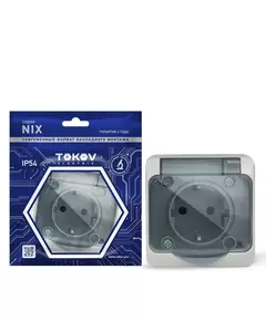 Розетка 1-м ОП Nix 16А IP54 250В с заземл. с прозр. крышкой сер. TOKOV ELECTRIC TKE-NX-R1Z-C06T-IP54