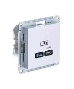 Розетка USB AtlasDesign тип C 65Вт QC PD высокоскор. ЗУ механизм бел. SE ATN000127